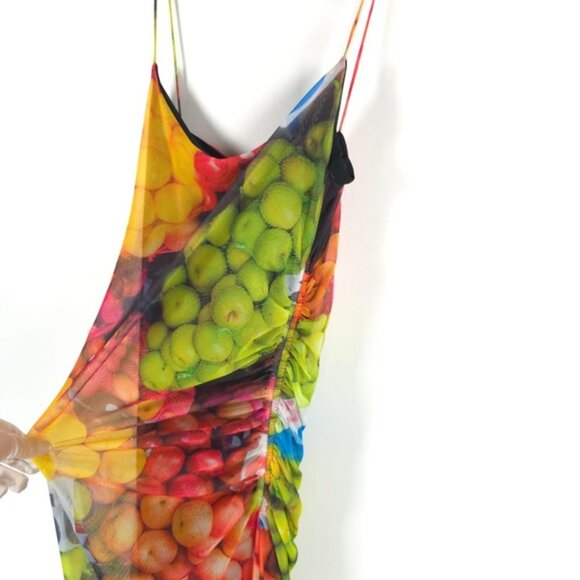 NWT ZARA Ruched Mesh‎ Fruit Stand Strappy Maxi Dress 5039/201 MEDIUM - Picture 7 of 16